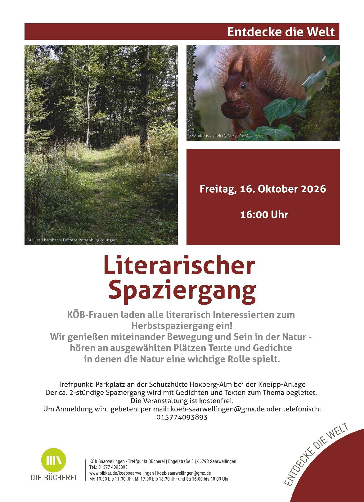 Plakat Literarischer Spaziergang (c) KÖB Saarwellingen Plakat Literarischer Spaziergang