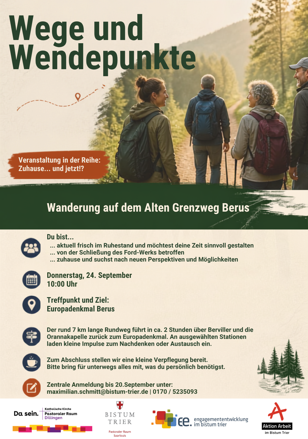 Plakat Wanderung Wege und Wendepunkte (c) Pastoraler Raum Saarlouis | Pastoraler Raum Dillingen Plakat Wanderung Wege und Wendepunkte